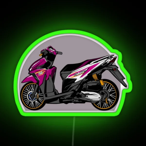 Purple Motorcycle RGB Neon Sign