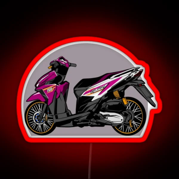 Purple Motorcycle RGB Neon Sign