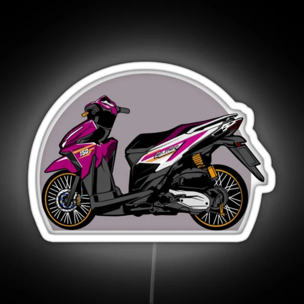 Purple Motorcycle RGB Neon Sign
