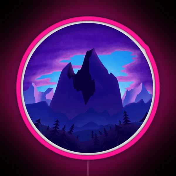 Purple Mountain Sunrise Landscape RGB Neon Sign