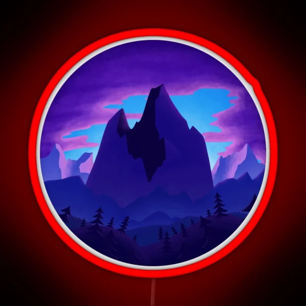 Purple Mountain Sunrise Landscape RGB Neon Sign