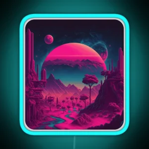 Purple Space Landscape Retro Synthwave RGB Neon Sign