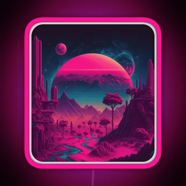 Purple Space Landscape Retro Synthwave RGB Neon Sign