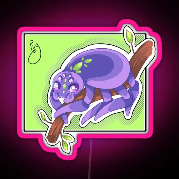 Purple Spider On A Branch RGB Neon Sign