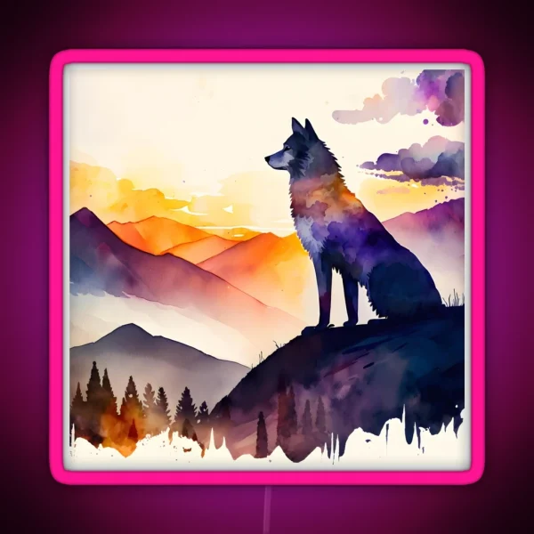 Purple Wolf RGB Neon Sign