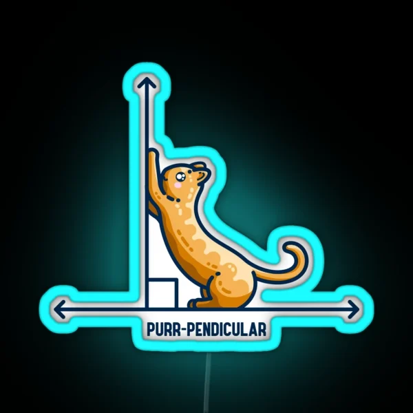 Purr Pendicular Kawaii Cute Cat Maths Pun RGB Neon Sign