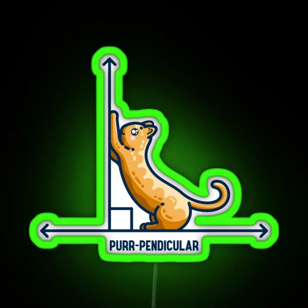 Purr Pendicular Kawaii Cute Cat Maths Pun RGB Neon Sign