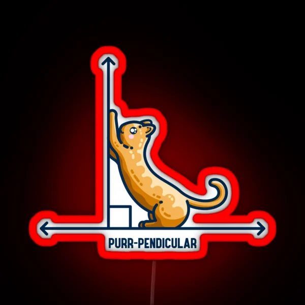 Purr Pendicular Kawaii Cute Cat Maths Pun RGB Neon Sign