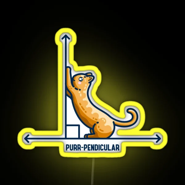 Purr Pendicular Kawaii Cute Cat Maths Pun RGB Neon Sign