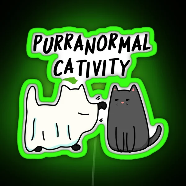 Purranormal Cativity Funny Halloween Cat Puns RGB Neon Sign