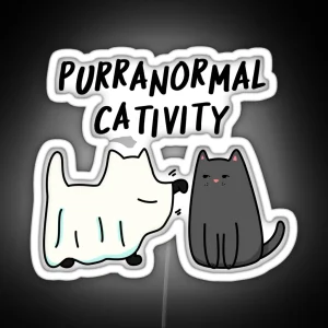 Purranormal Cativity Funny Halloween Cat Puns RGB Neon Sign