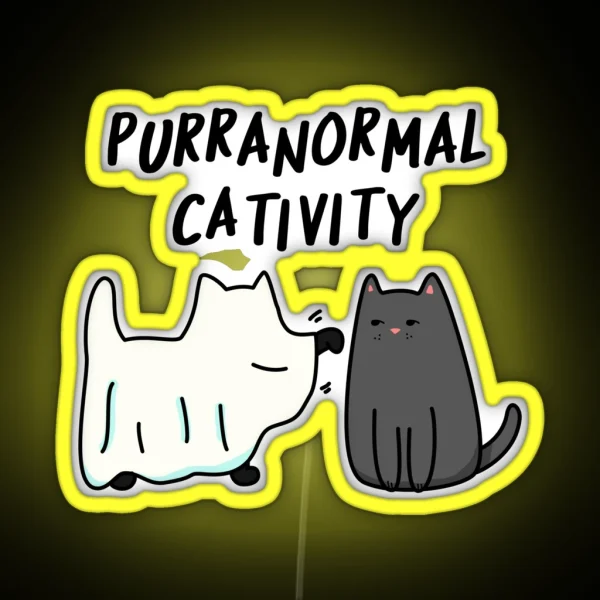 Purranormal Cativity Funny Halloween Cat Puns RGB Neon Sign