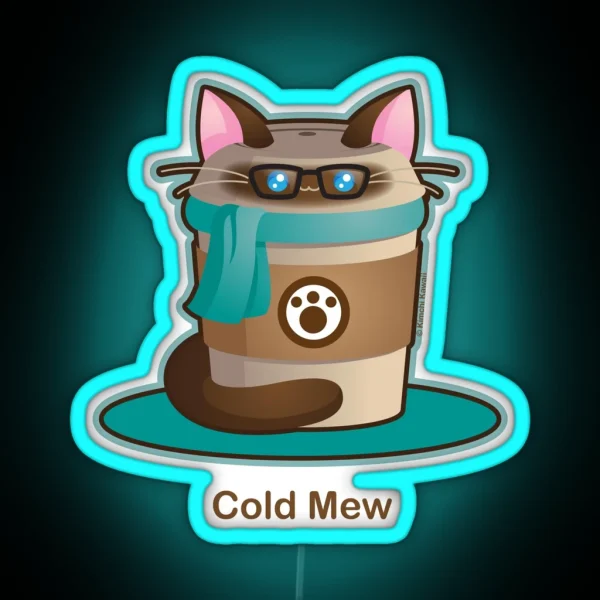 Purrista Pawfee Cold Brew Hipster Cat RGB Neon Sign
