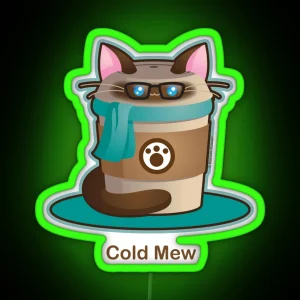 Purrista Pawfee Cold Brew Hipster Cat RGB Neon Sign