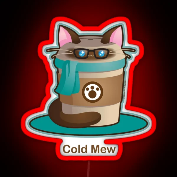 Purrista Pawfee Cold Brew Hipster Cat RGB Neon Sign