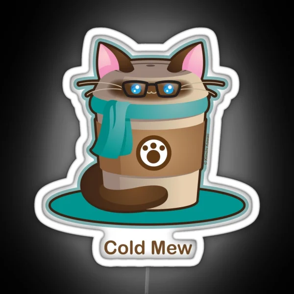 Purrista Pawfee Cold Brew Hipster Cat RGB Neon Sign