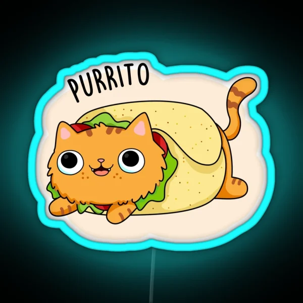 Purrito Funny Kitty Cat Burrito Puns RGB Neon Sign