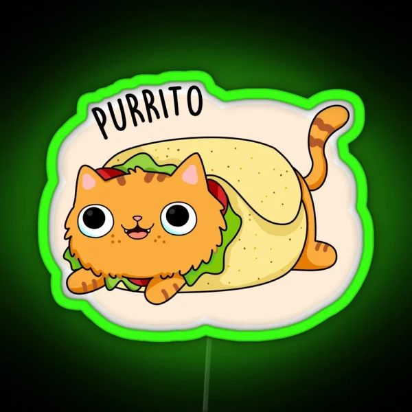 Purrito Funny Kitty Cat Burrito Puns RGB Neon Sign