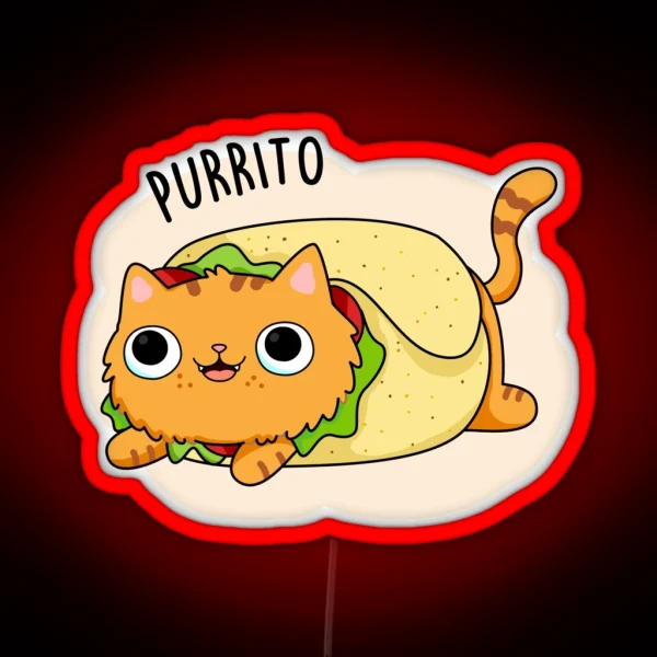 Purrito Funny Kitty Cat Burrito Puns RGB Neon Sign