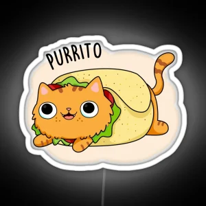 Purrito Funny Kitty Cat Burrito Puns RGB Neon Sign