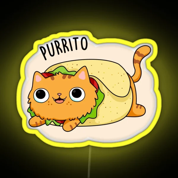 Purrito Funny Kitty Cat Burrito Puns RGB Neon Sign