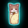 RGB Neon Sign Design Featuring a Vibrant Blue Cat-Themed Purrrito Display - Perfect for Modern Home Decor or Unique Gift I...