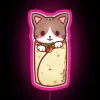 rgb neon sign displaying purrrito in vibrant pink tones
