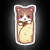 A vibrant neon sign displaying 'Purrrito' with dynamic RGB lighting effects on a white background.