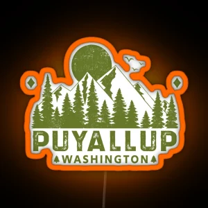Puyallup Washington Mountain Sight RGB Neon Sign