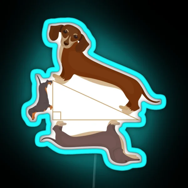 Pythagoras Theorem Dachshund Unisex Teacher RGB Neon Sign