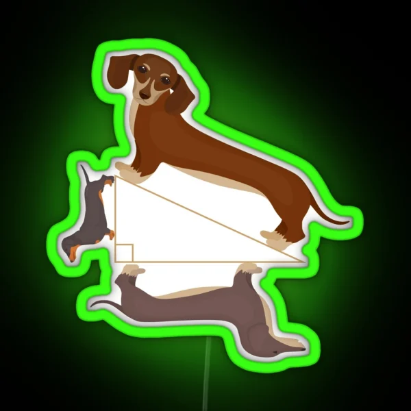 Pythagoras Theorem Dachshund Unisex Teacher RGB Neon Sign