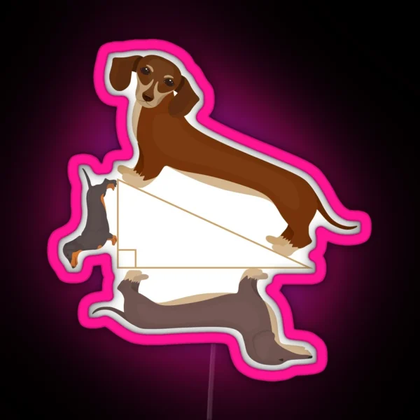 Pythagoras Theorem Dachshund Unisex Teacher RGB Neon Sign