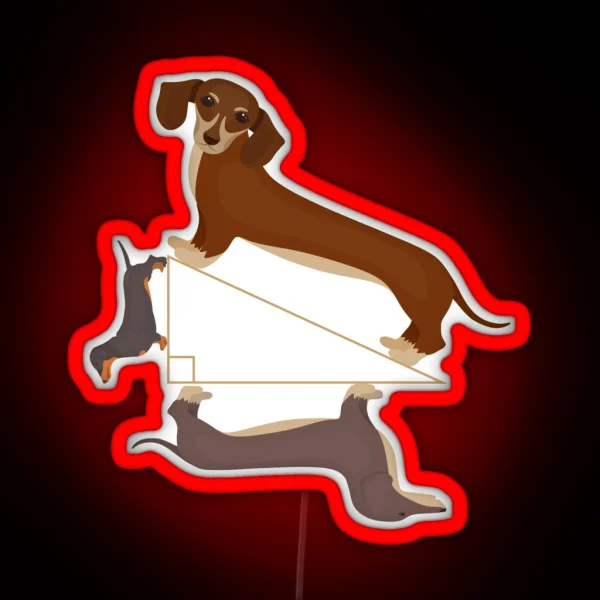 Pythagoras Theorem Dachshund Unisex Teacher RGB Neon Sign