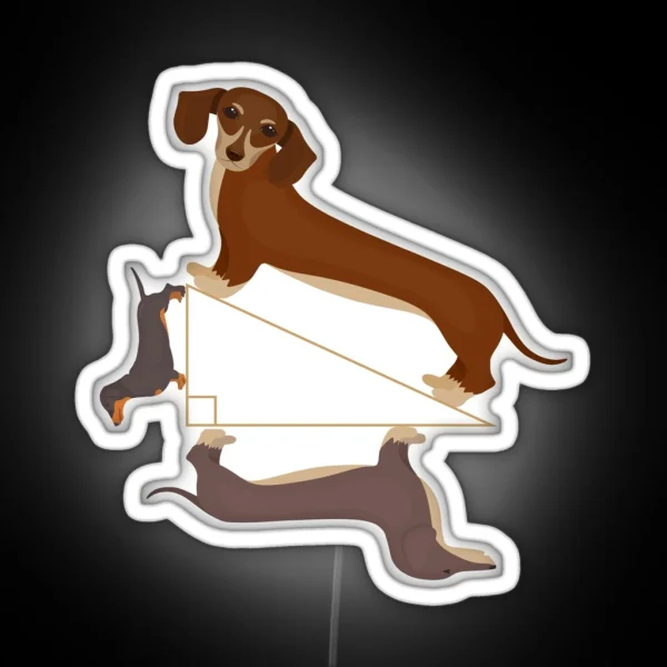 Pythagoras Theorem Dachshund Unisex Teacher RGB Neon Sign