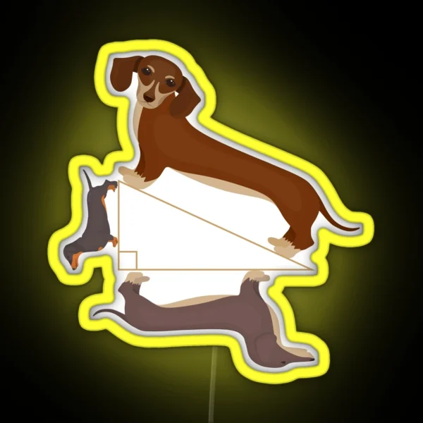 Pythagoras Theorem Dachshund Unisex Teacher RGB Neon Sign
