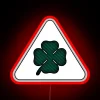 Alfa Romeo neon sign featuring the vibrant RGB quadrifoglio logo.