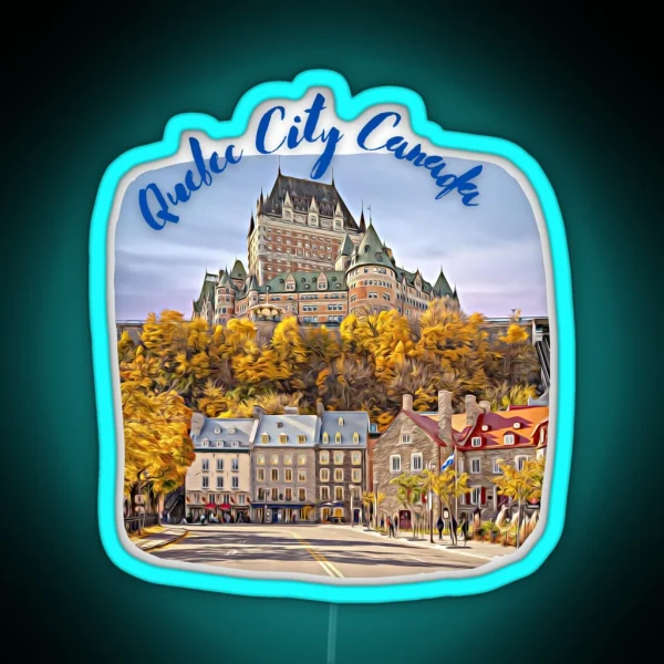 Quebec City Canada Skyline Painting RGB Neon Sign