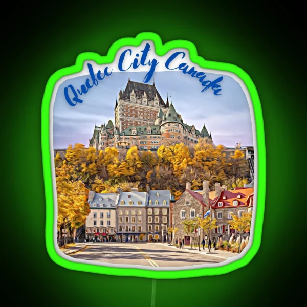 Quebec City Canada Skyline Painting RGB Neon Sign