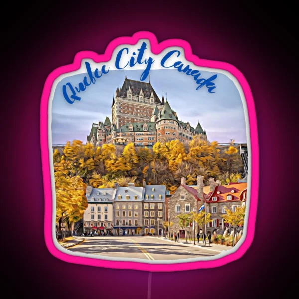 Quebec City Canada Skyline Painting RGB Neon Sign