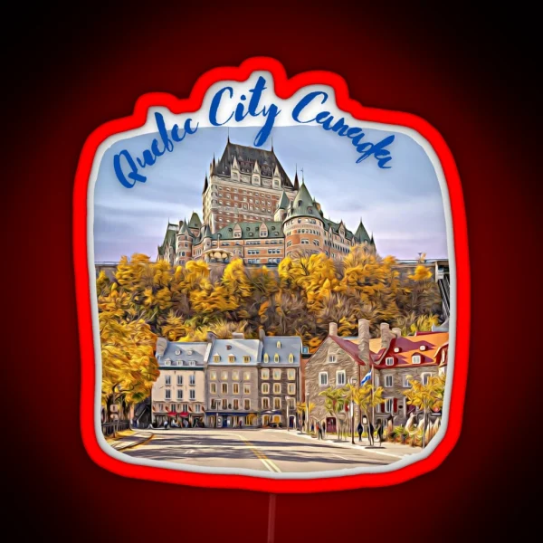 Quebec City Canada Skyline Painting RGB Neon Sign