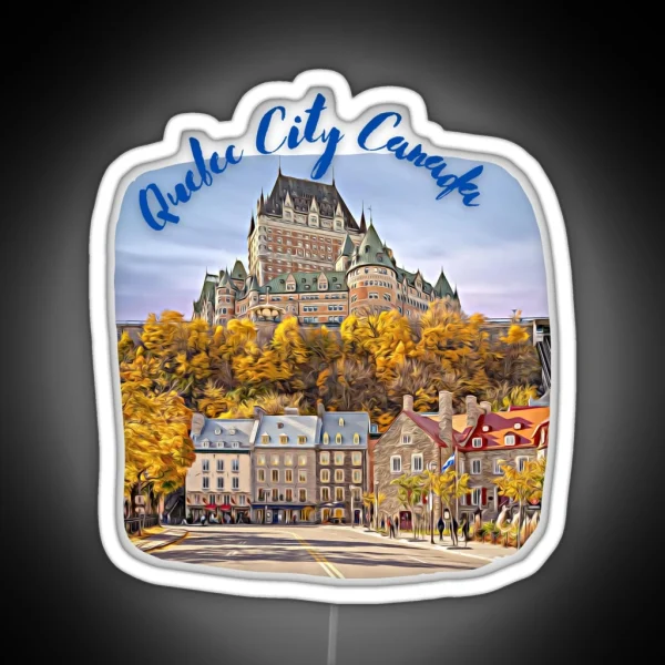 Quebec City Canada Skyline Painting RGB Neon Sign