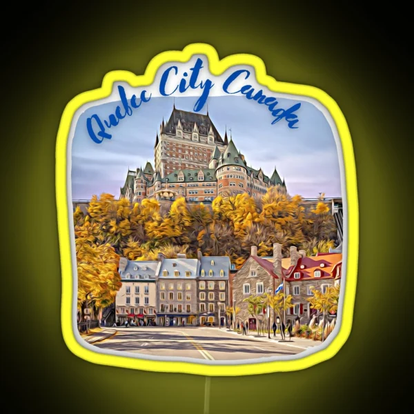 Quebec City Canada Skyline Painting RGB Neon Sign