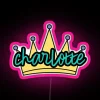 RGB Neon Sign Displaying Queen City in Vibrant Pink