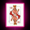 Queen neon sign with RGB colors and pink tones