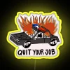 Neon Sign Saying "Quit Your Job" in RGB Colors with Yellow Accent