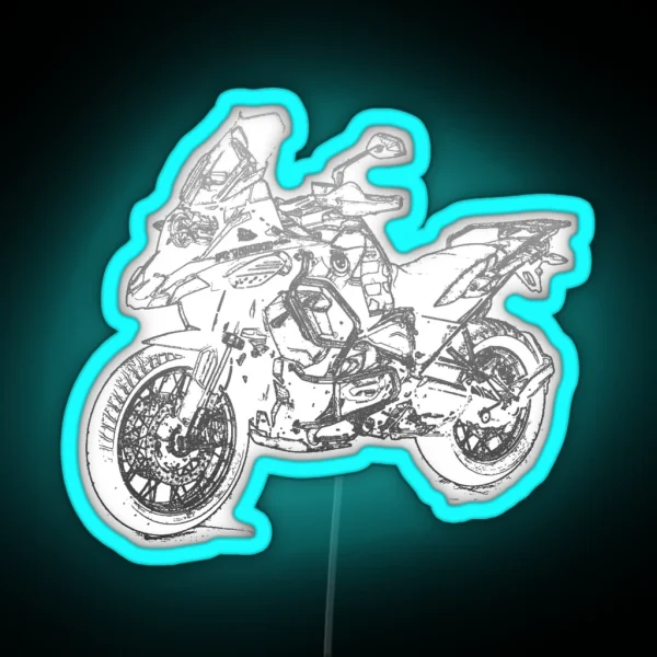 R1250GS Adventure Pencil Silhouette Motorcycle Touring RGB Neon Sign