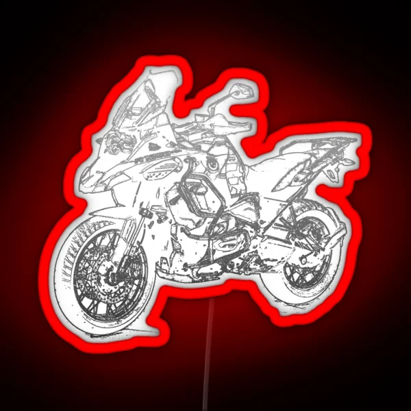 R1250GS Adventure Pencil Silhouette Motorcycle Touring RGB Neon Sign