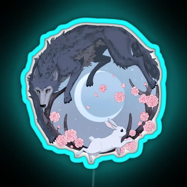 Rabbit And Wolf RGB Neon Sign