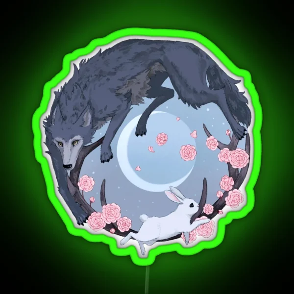 Rabbit And Wolf RGB Neon Sign