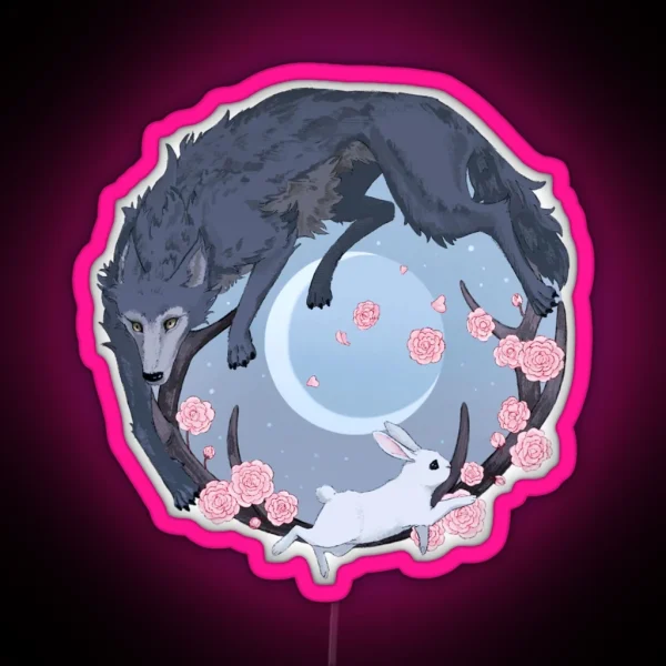 Rabbit And Wolf RGB Neon Sign